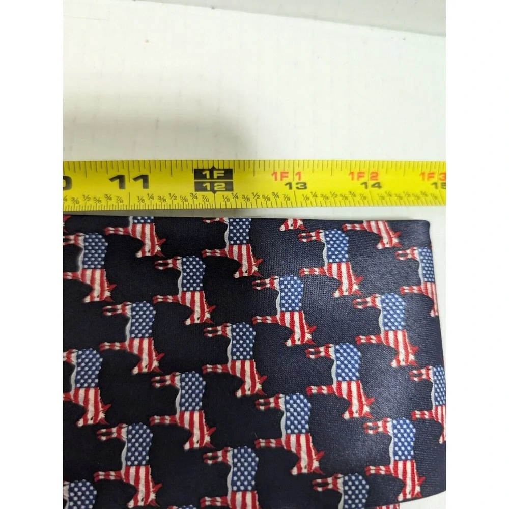 Rene Chagal Tie Handmade Donkeys Red White And Blue Democrat‎ Patriotic American - Picture 7 of 7